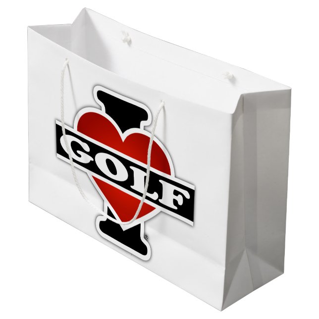 I Love Golf Large Gift Bag (Front Angled)