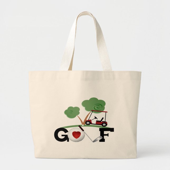 I Love Golf Large Tote Bag (Front)