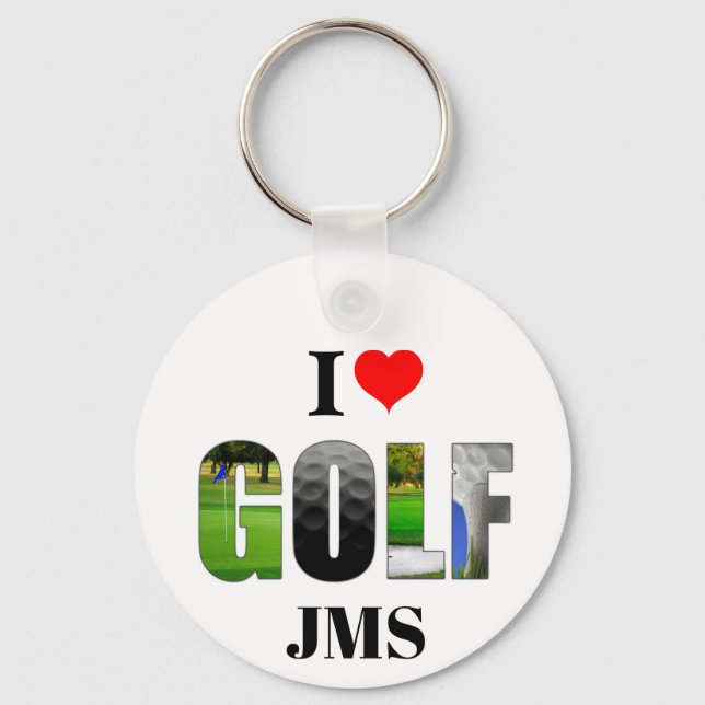 I Love Golf Monogram Key Ring (Front)