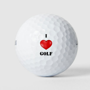 I love Golf red heart  Golf Balls