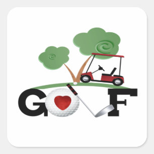 I Love Golf Square sticker
