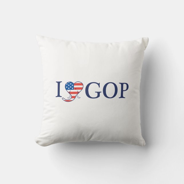 "I Love GOP" 16" x 16" Pillow. Cushion (Front)
