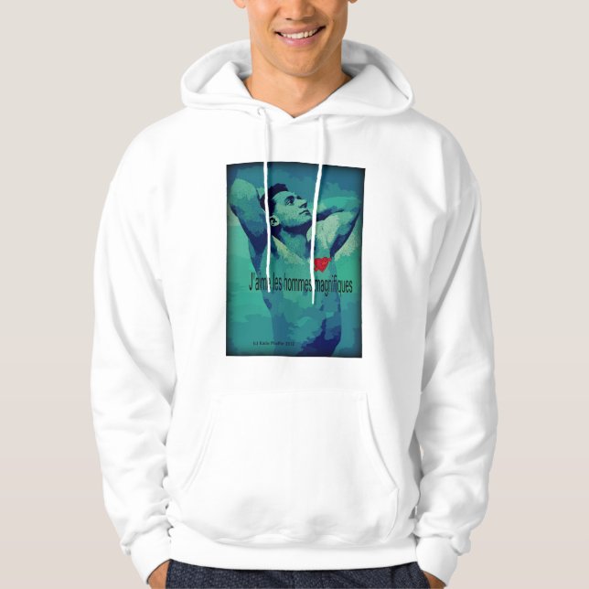 I Love Gorgeous Men (French) Hoodie by Taurusgal (Front)