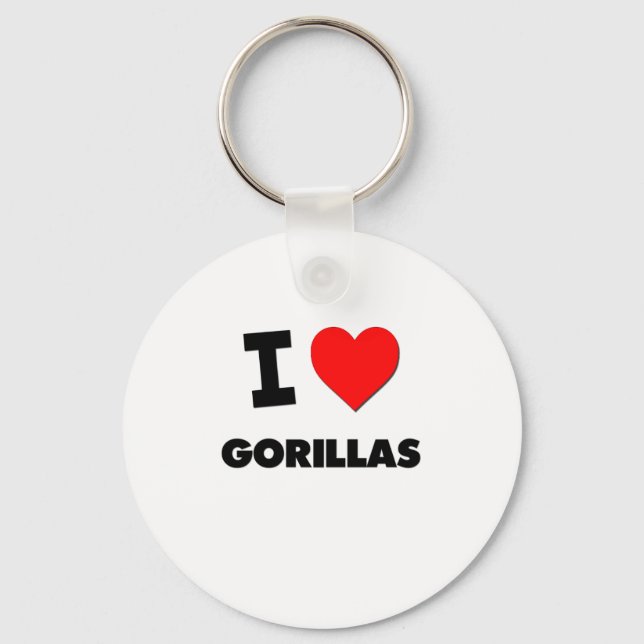 I Love Gorillas Key Ring (Front)