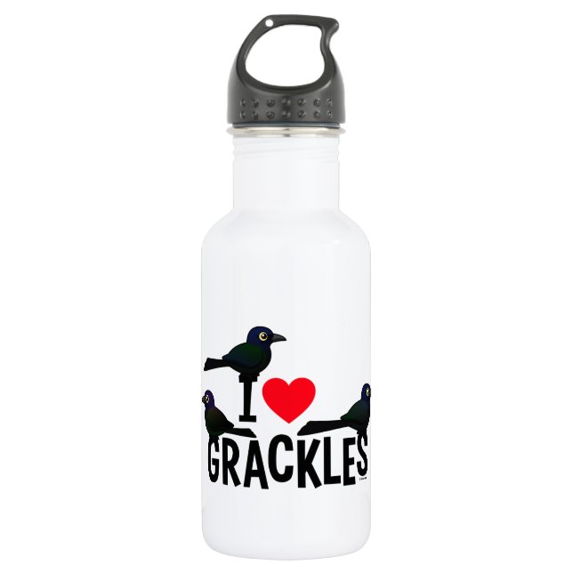 I Love Grackles 532 Ml Water Bottle (Front)
