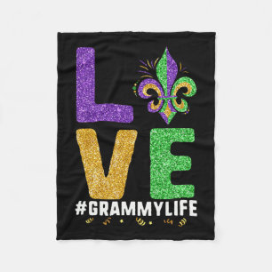 I Love Grammy Life Mardi Gras Grammylife Fleur De  Fleece Blanket