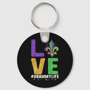 I Love Grammy Life Mardi Gras Grammylife Fleur De  Key Ring