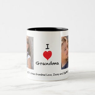 I love Grandma 2 Photo Customisable Mug