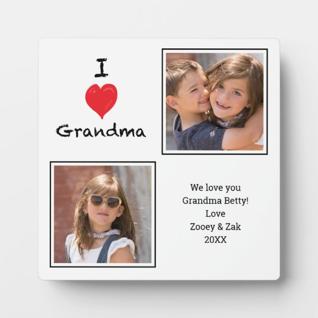 I Love Grandma 2 Photo  Plaque (Front)