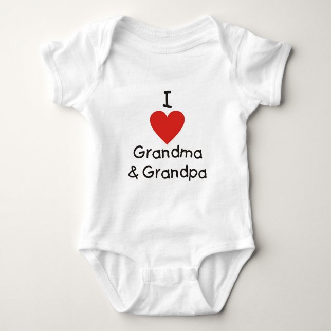 I Love Grandma & Grandpa Baby Bodysuit (Front)