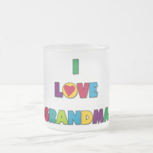 I Love Grandma T-shirts and Gifts Frosted Glass Coffee Mug