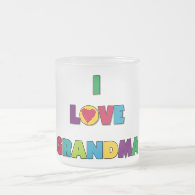 I Love Grandma T-shirts and Gifts Frosted Glass Coffee Mug (Center)