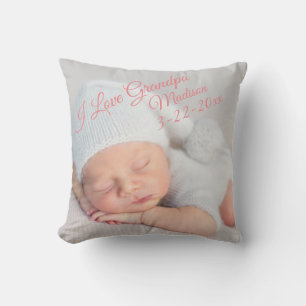 I Love Grandpa Personalised Birth Photo Cushion