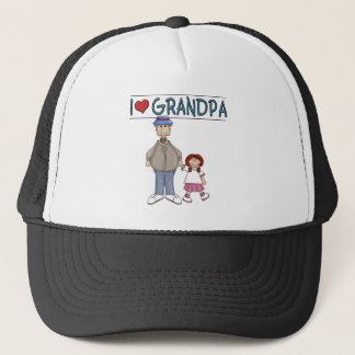 I Love Grandpa Red Haired Girl Trucker Hat