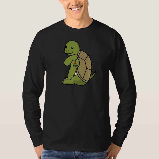 I Love Grandpa Tattoo Tortoise Grandfather Pet T-Shirt (Front)