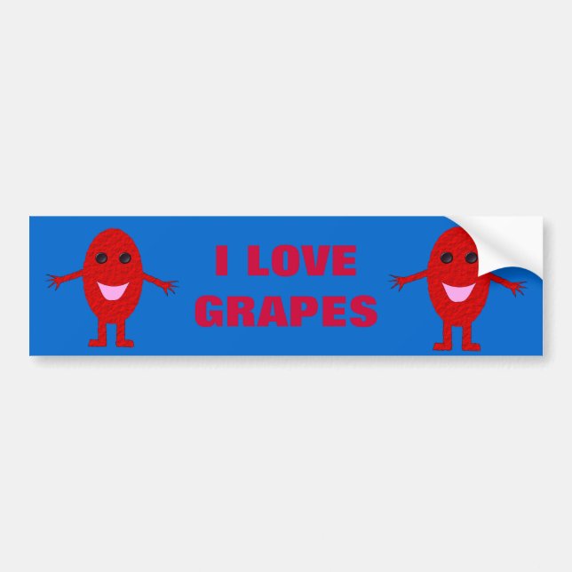 I Love Grapes Customisable Bumper Sticker (Front)