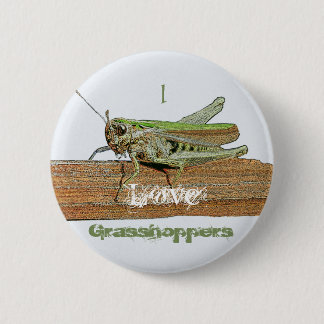 I Love Grasshoppers Button Badge Name Tag