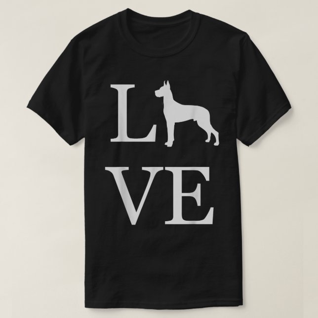 I Love Great Dane Dog Lover White Graphic Design P T-Shirt (Design Front)
