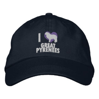 I Love Great Pyrenees Embroidered Hat (Blue)