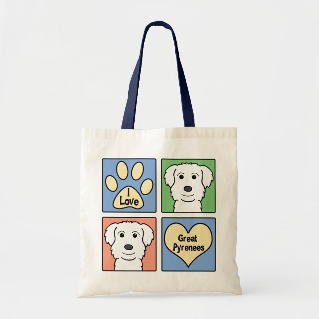 I Love Great Pyrenees Tote Bag (Front)