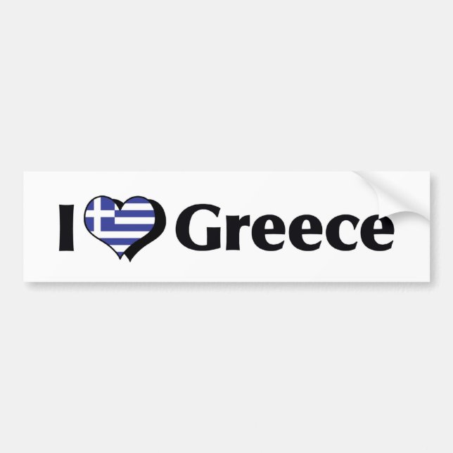 I Love Greece Flag Bumper Sticker (Front)