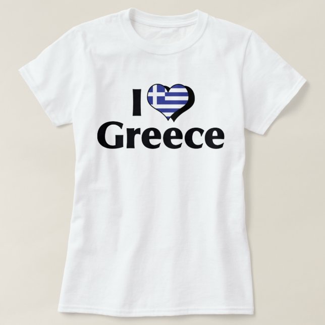 I Love Greece Flag T-Shirt (Design Front)