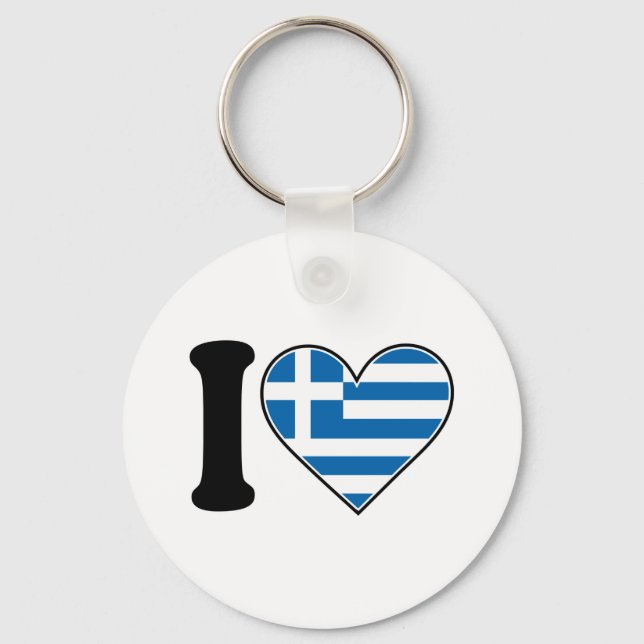 I Love Greece Key Ring (Front)