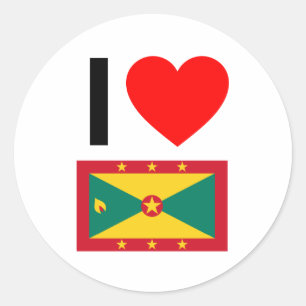 i love grenada classic round sticker