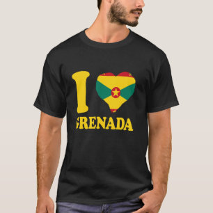 I Love Grenada Flag Heart Grenadian Pride Grenadia T-Shirt