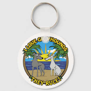 I LOVE GREYHOUNDS THEY RULE KEY RING