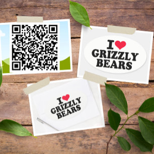 I Love Grizzly Bears Oval Sticker