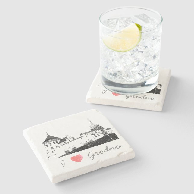 I Love Grodno Belarus Architecture Castle Stone Coaster (Side)