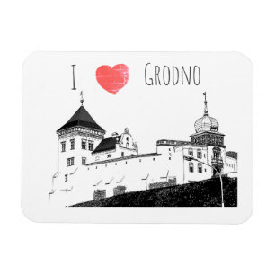 I Love Grodno Belarus Architecture Sketch Castle Magnet