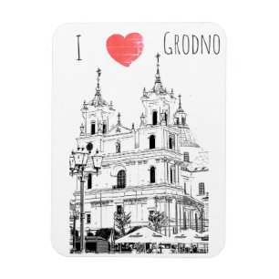 I Love Grodno Belarus Architecture Sketch Magnet