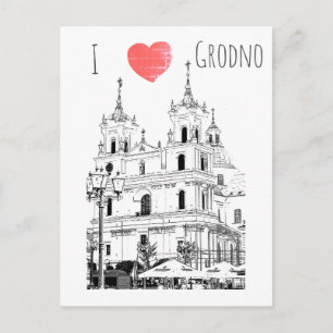 I Love Grodno Belarus Architecture Sketch Postcard