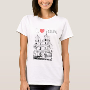 I Love Grodno Belarus Architecture Sketch T-Shirt