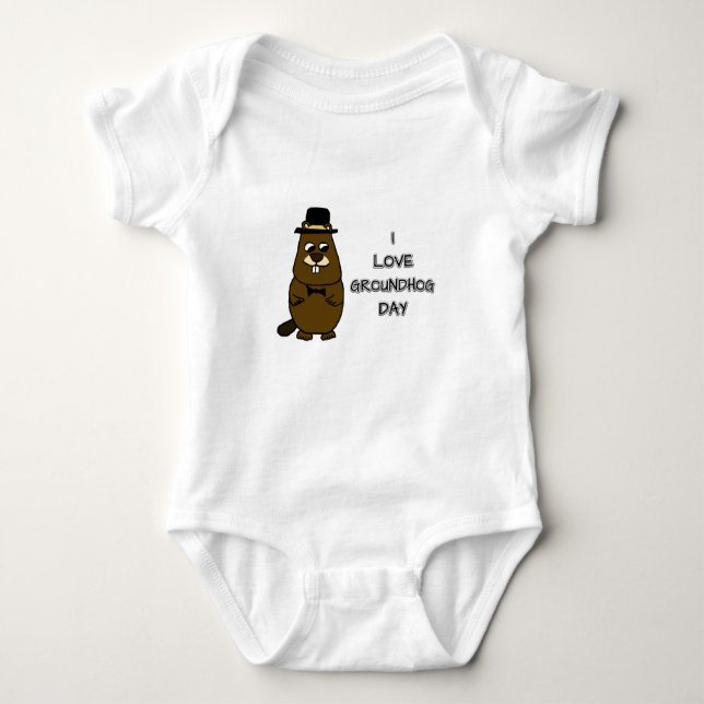 I love Groundhog Day Baby Bodysuit (Front)