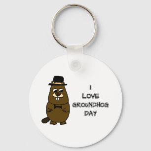 I love Groundhog Day Key Ring