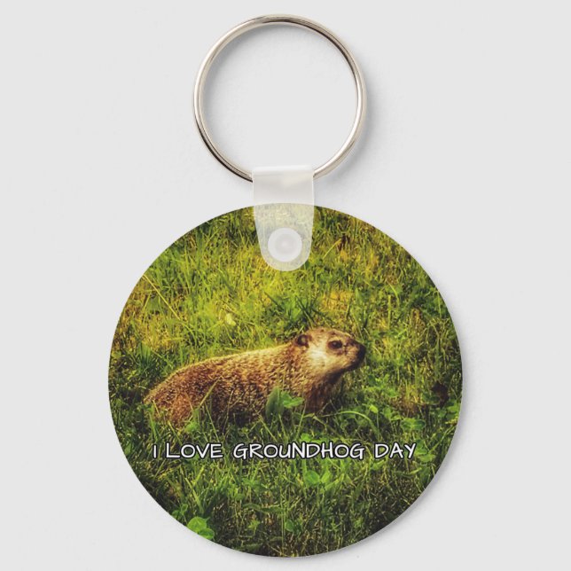 I love Groundhog Day keychain (Front)