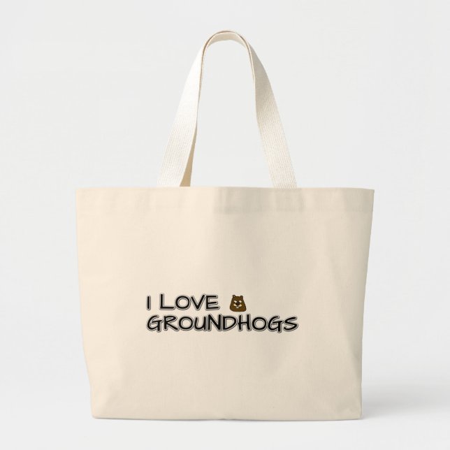 I love groundhogs large tote bag (Front)