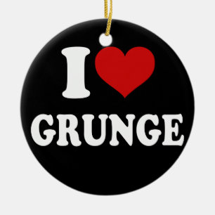 I Love Grunge Ceramic Tree Decoration