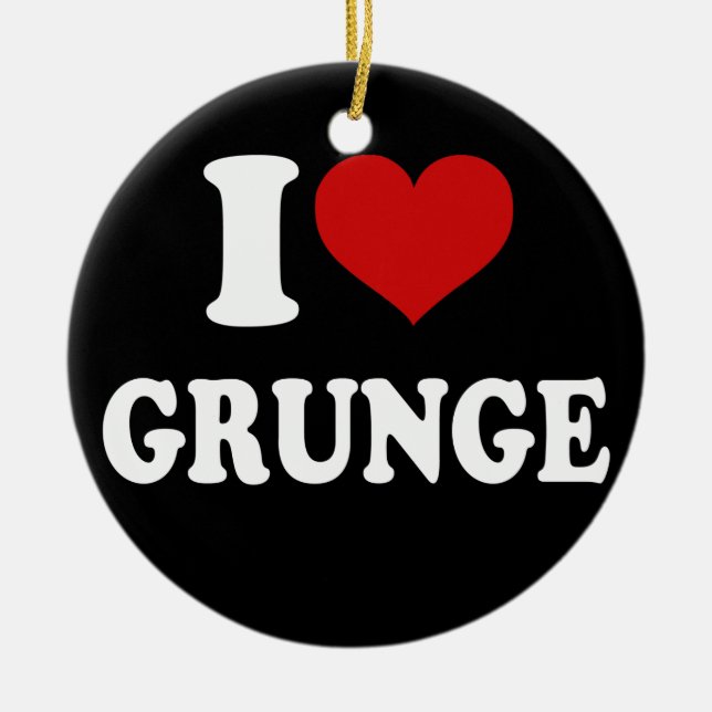 I Love Grunge Ceramic Tree Decoration (Front)