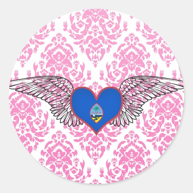 I Love Guam -wings Classic Round Sticker (Front)