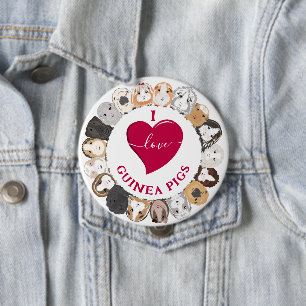 I Love Guinea Pigs 10 Cm Round Badge