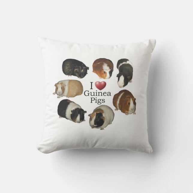 I Love Guinea Pigs Pillow (Front)