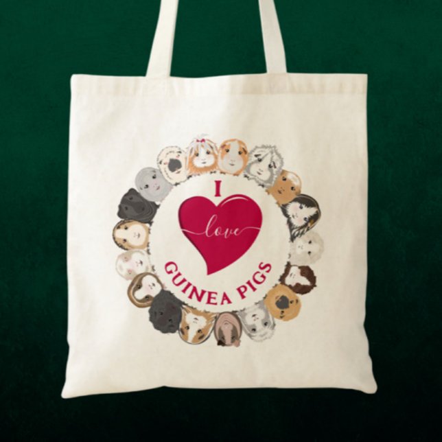 I Love Guinea Pigs Tote Bag (Creator Uploaded)