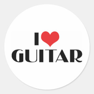 I Love Guitar Classic Round Sticker