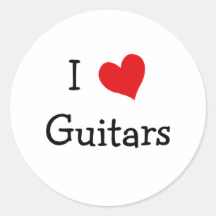 I Love Guitars Classic Round Sticker