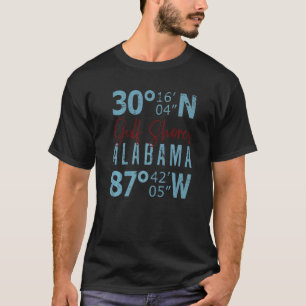 I Love Gulf Shores Alabama Gps Coordinates T-Shirt