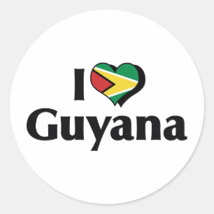 I Love Guyana Flag Classic Round Sticker